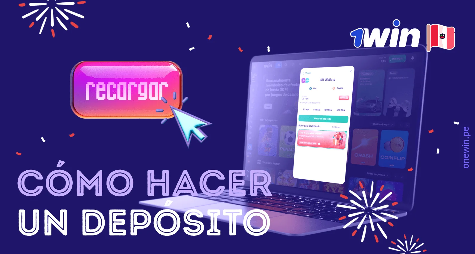 Para realizar correctamente un depósito en 1win, siga las instrucciones